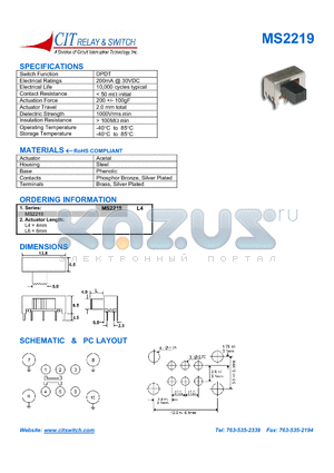 MS2219L4 datasheet - CIT SWITCH