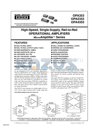 OPA2353 datasheet - High-Speed, Single-Supply, Rail-to-Rail OPERATIONAL AMPLIFIERS