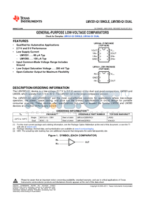 LMV393-Q1 datasheet - GENERAL-PURPOSE LOW-VOLTAGE COMPARATORS