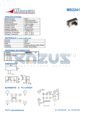 MS2241L3 datasheet - CIT SWITCH