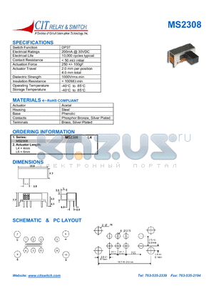 MS2308L4 datasheet - CIT SWITCH