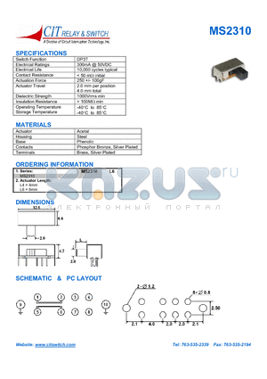 MS2310L4 datasheet - CIT SWITCH