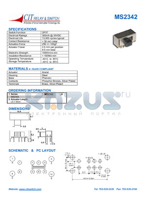 MS2342 datasheet - CIT SWITCH