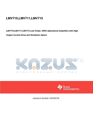 LMV710M5 datasheet - Low Power, RRIO Operational Amplifiers with High Output Current Drive and Shutdown Option