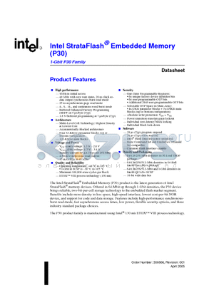 PC48F0P0ZB00 datasheet - Intel StrataFlash Embedded Memory