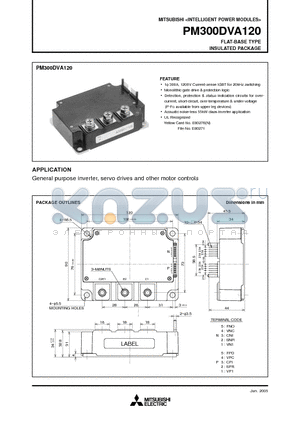 PM300DVA120 datasheet - INTELLIGENT POWER MODULES FLAT-BASE TYPE INSULATED PACKAGE