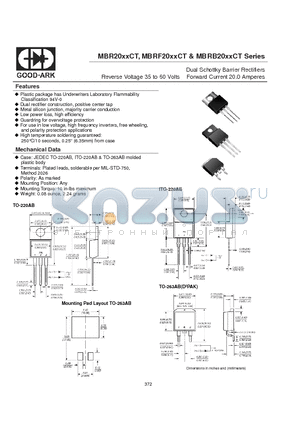 MBRB2050CT datasheet - Dual Schottky Barrier Rectifiers