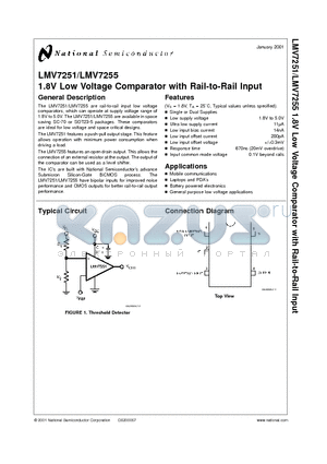 LMV7255M5 datasheet - 1.8V Low Voltage Comparator with Rail-to-Rail Input