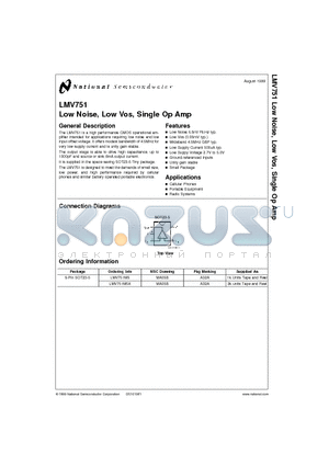 LMV751 datasheet - Low Noise, Low Vos, Single Op Amp