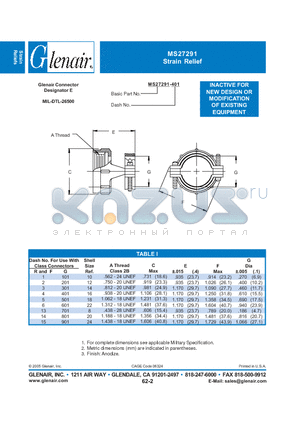 MS27291-901 datasheet - Strain Relief