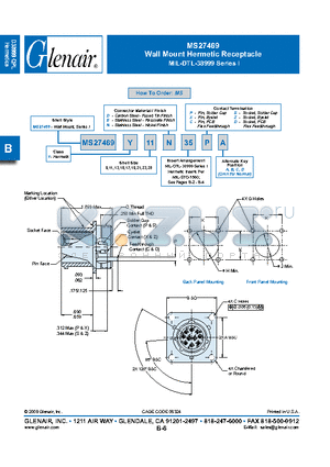 MS27469Y23E datasheet - Wall Mount Hermetic Receptacle