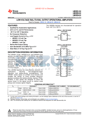LMV821-Q1 datasheet - LOW-VOLTAGE RAIL-TO-RAIL OUTPUT OPERATIONAL AMPLIFIERS