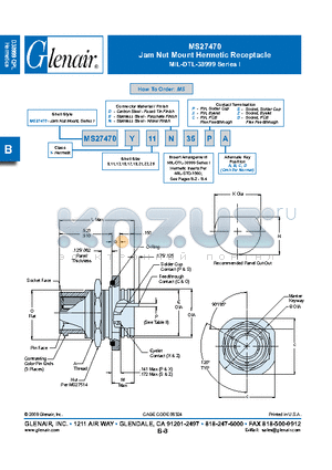 MS27470Y15N datasheet - Jam Nut Mount Hermetic Receptacle