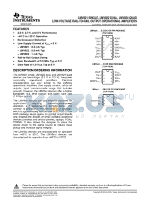 LMV821DCKTE4 datasheet - LOW-VOLTAGE RAIL-TO-RAIL OUTPUT OPERATIONAL AMPLIFIERS