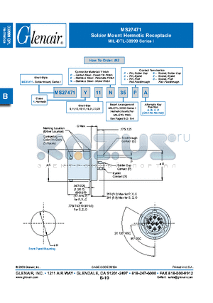 MS27471Y19E datasheet - Solder Mount Hermetic Receptacle