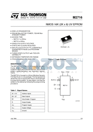 M27128A-1F1 datasheet - NMOS 16K 2K x 8 UV EPROM