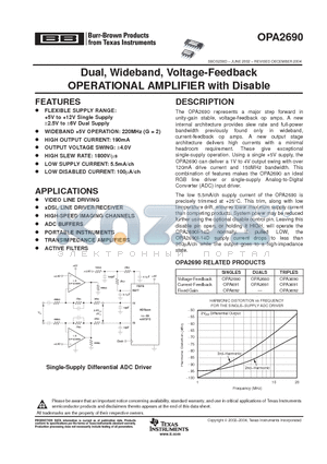 OPA2690I-14D datasheet - Dual, Wideband, Voltage-Feedback OPERATIONAL AMPLIFIER with Disable