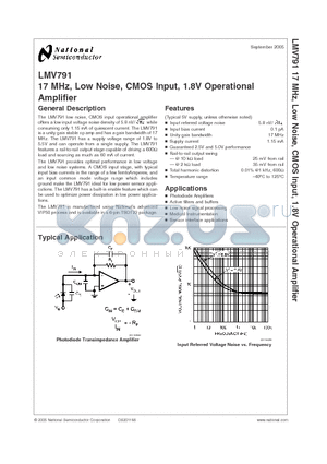 LMV791MKX datasheet - 17 MHz, Low Noise, CMOS Input, 1.8V Operational Amplifier