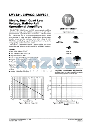 LMV822DR2G datasheet - Single, Dual, Quad Low Voltage, Rail-to-Rail Operational Amplifiers
