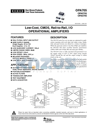 OPA2705EA/2K5 datasheet - Low-Cost, CMOS, Rail-to-Rail, I/O OPERATIONAL AMPLIFIERS