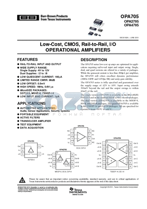 OPA2705 datasheet - Low-Cost, CMOS, Rail-to-Rail, I/O OPERATIONAL AMPLIFIERS