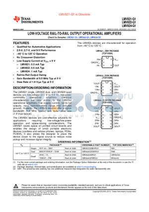 LMV822QDGKRQ1 datasheet - LOW-VOLTAGE RAIL-TO-RAIL OUTPUT OPERATIONAL AMPLIFIERS