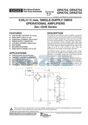 OPA2734AIDGSTG4 datasheet - 0.05uV/C max, SINGLE-SUPPLY CMOS OPERATIONAL AMPLIFIERS