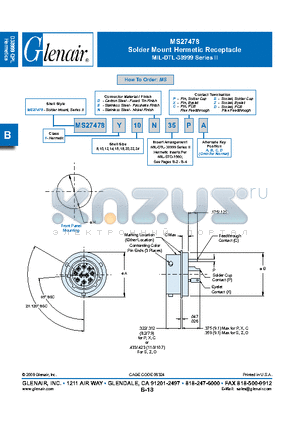 MS27478Y10N datasheet - Solder Mount Hermetic Receptacle