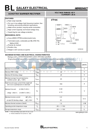 MBRB2545CT datasheet - SCHOTTKY BARRIER RECTIFIER