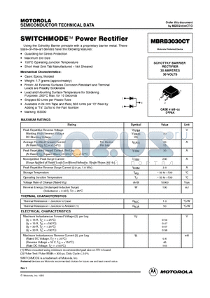 MBRB3030 datasheet - SWITCHMODE Power Rectifier