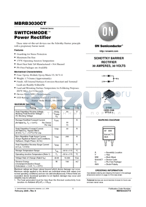MBRB3030CTG datasheet - SWITCHMODE Power Rectifier