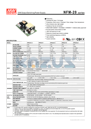 NFM-20-12 datasheet - 20W Output Switching Power Supply