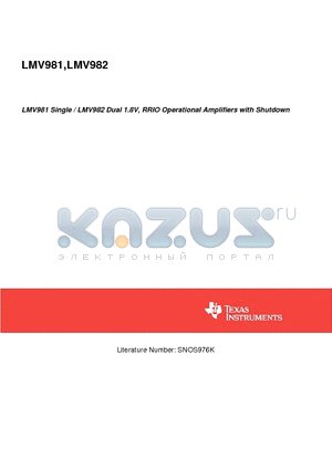 LMV981MF datasheet - Single / LMV982 Dual 1.8V, RRIO Operational Amplifiers with Shutdown