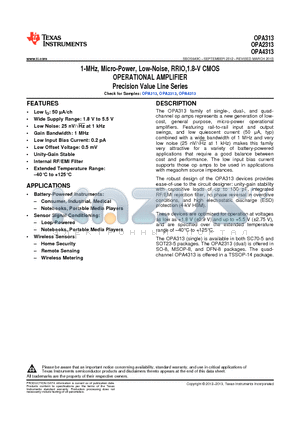 OPA313IDCKR datasheet - 1-MHz, Micro-Power, Low-Noise, RRIO,1.8-V CMOS OPERATIONAL AMPLIFIER