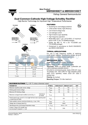MBRB30H100CT-E3/45 datasheet - Dual Common-Cathode High-Voltage Schottky Rectifier