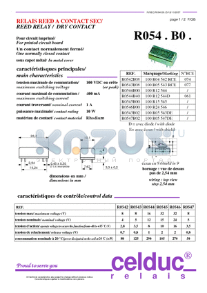 R0543B08 datasheet - REED RELAY / DRY CONTACT