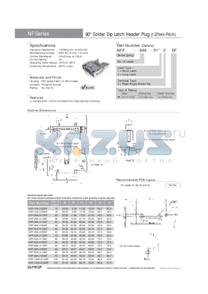NFP-100A-0112BF datasheet - 90` 180` Solder Dip Latch Header Plug (1.27mm Pitch)