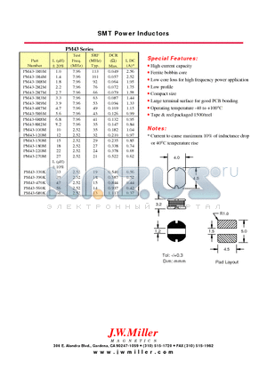 PM43-3R9M datasheet - SMT Power Inductors