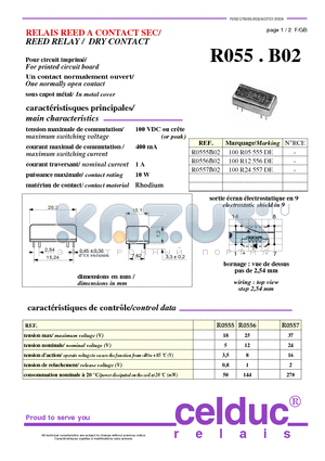 R0557B02 datasheet - REED RELAY / DRY CONTACT