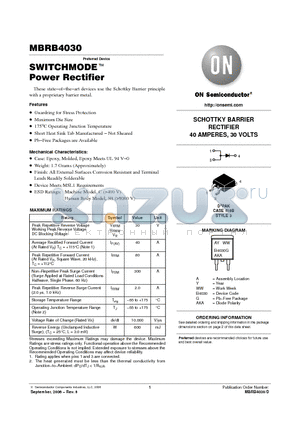 MBRB4030T4 datasheet - SWITCHMODE Power Rectifier