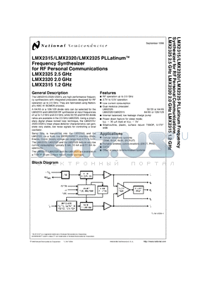 LMX2315TMX datasheet - Frequency Synthesizer for RF Personal Communications