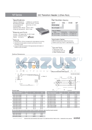 NFP-26G-0100BF datasheet - IDC Transition Header (1.27mm Pitch)