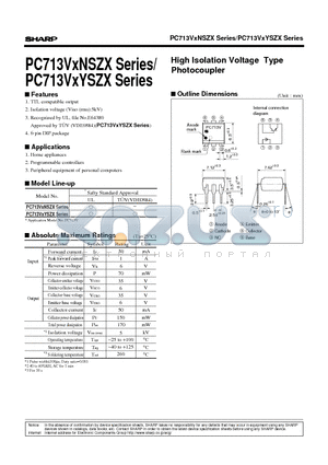 PC713V2YSZX datasheet - High Isolation Voltage Type Photocoupler