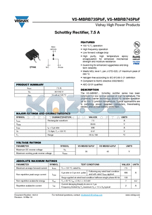 MBRB735PBF_10 datasheet - Schottky Rectifier, 7.5 A