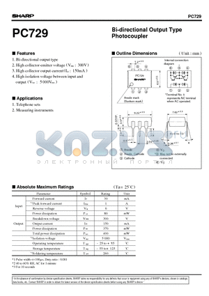 PC729 datasheet - Bi-directional Output Type Photocoupler