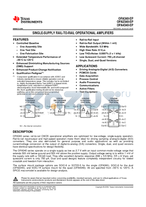 OPA340MDBVTEP datasheet - SINGLE-SUPPLY RAIL-TO-RAIL OPERATIONAL AMPLIFIERS