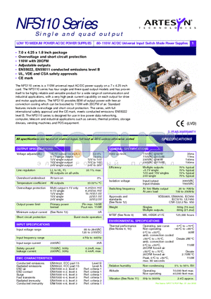 NFS110-7615 datasheet - 80-110W AC/DC Universal Input Switch Mode Power Supplies