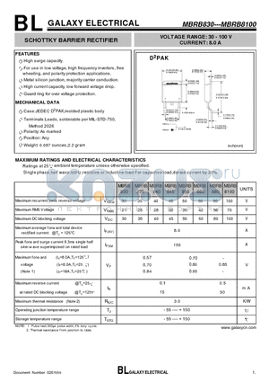 MBRB845 datasheet - SCHOTTKY BARRIER RECTIFIER