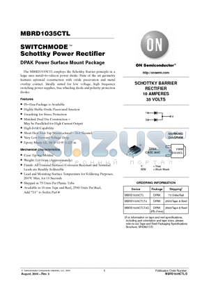 MBRD1035CTLT4 datasheet - SWITCHMODE Schottky Power Rectifier