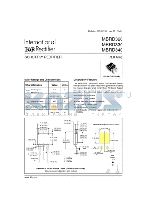 MBRD320 datasheet - SCHOTTKY RECTIFIER